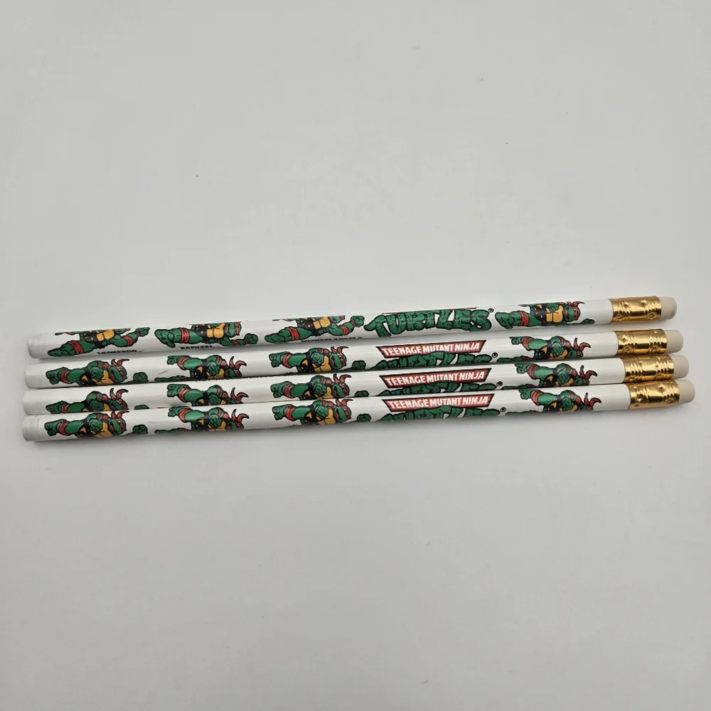 Vintage 90s Teenage Mutant Ninja Turtles Set Of 4 Unsharpened Pencils Mirage USA